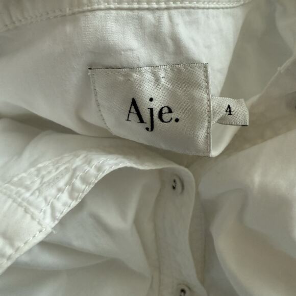 AJE Ambience Puff Sleeve Shirt Dress In Pure White Size 4/US 0 - Picture 6 of 13